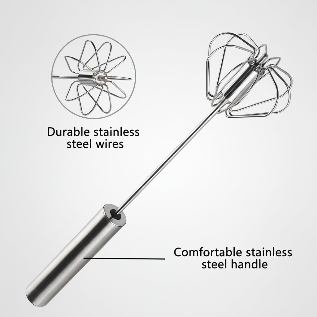 Semi-Automatic Stainless Steel Push-Action Whisk