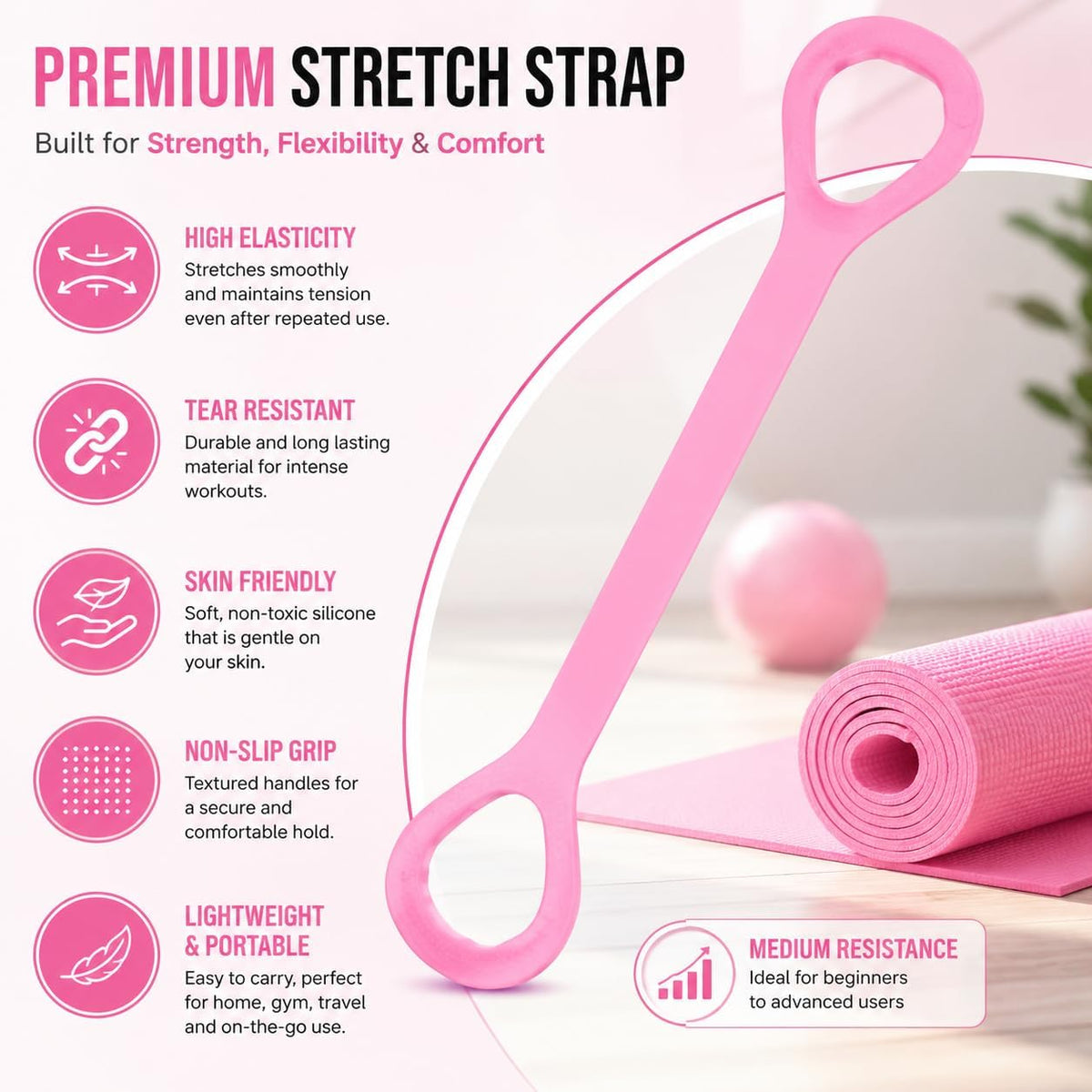 Figure 8 Workout Resistance Band for Yoga (Pack of 1)